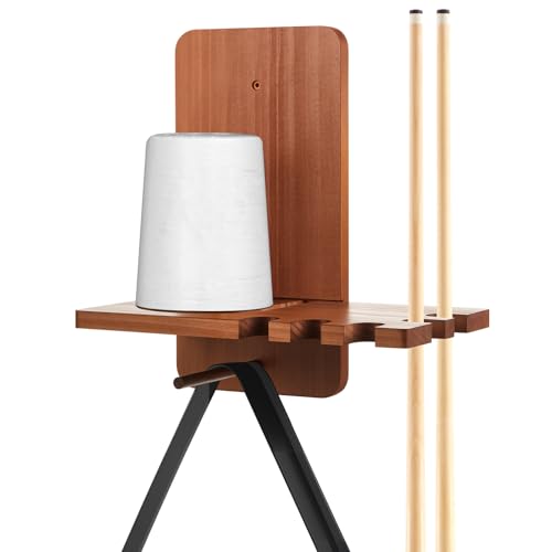Geelin Wall Mount Pool Chalk Holder 5 Cue, Brown, with Triangle Rack Hook