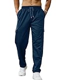 Halfword Cargo Pantalones de Deporte Hombre Chándal Jogger Deportivos Secado Algodón Rápido Gimnasio Correr Azul XXXXL