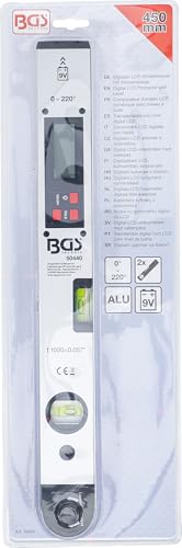 BGS 50440 | Digitaler LCD-Winkelmesser mit Wasserwaage | 450 mm | Winkelschmiege mit Feststellfunktion | Neigungsmesser