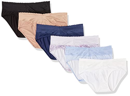 Warner's Women's Blissful Benefits Dig-Free Comfort Waistband with Lace Microfiber Hipster 6-Pack Ru1796w