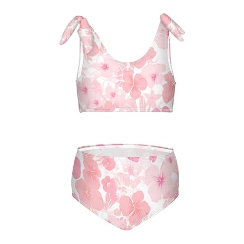 KLL Rose Pink Glitter Girls' 2 Piece Bikini Sets Quick-Dry Swimsuit Swimwear Adjustable Shoulder Strap