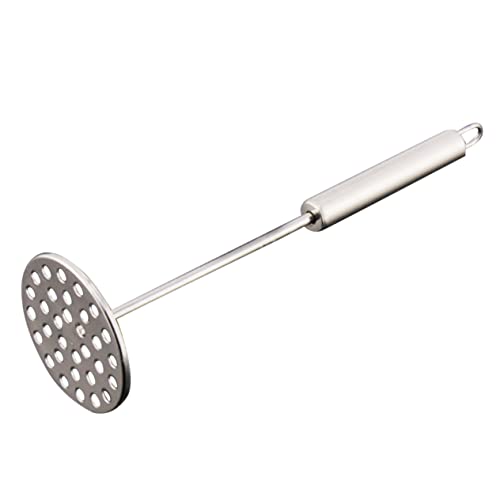 OFFSCH Stainless Steel Round Potato Masher Vegetable Ricer Heavy Duty Food Crusher for Smooth Purees for Camping Family Meals Kitchen Gadget for Fruits Veggies