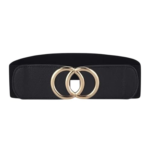 Marea Brava Cinturón Elástico Ancho para Mujer - Vintage Retro de Cuero PU con Hebilla Metálica, Ideal para Vestidos, Abrigos y Moda Diaria (LUNA)