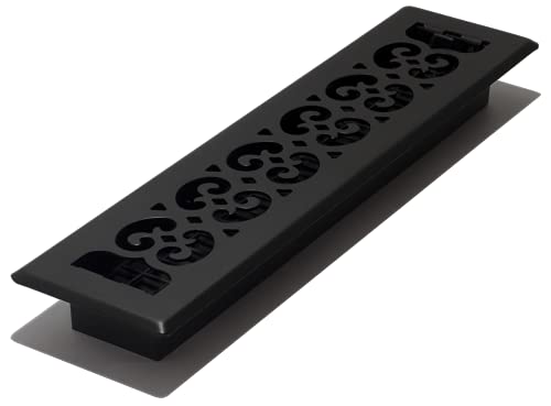 Decor Grates ST214 Scroll Design Floor Register 2x14 Textured Black