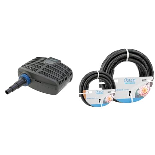 OASE 51096 Filter und Bachlaufpumpe AquaMax Eco Classic 5500, 5300 l/h Förderleistung, energiesparende Bachlaufpumpe, Teichpumpe, Filter, Pumpe, Bachlauf & 57530 Spiralschlauch, 5 m (Ø 25 mm)