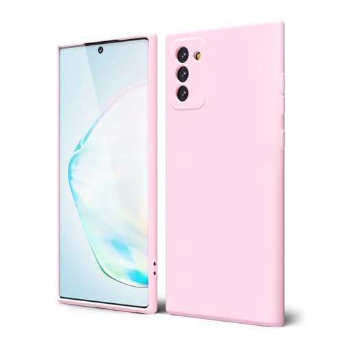 oakxco for Samsung Galaxy Note 10 Phone Case Liquid Silicone Grip, Cute Thin Slim Soft Rubber TPU Plain Smooth Gel Cover for Women Girl Aesthetic, Matte Solid Protective & Shockproof, Rose Light Pink