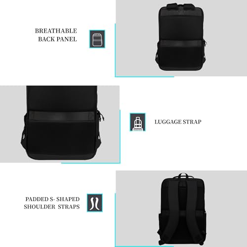 Image of F Gear Dublin Black 24L Premium Soft Touch Laptop Backpack | Fits 17 inch Laptop | Lightweight with Tablet Sleeve, 2 Compartments & Luggage Strap |Water-Resistant | Ideal for Office, College & Travel