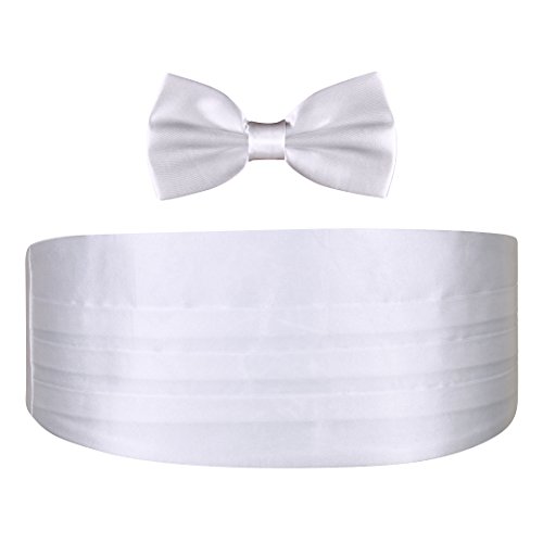 PELUCHE Men’s Satin The Cerulean Cummerband and Bow Tie Set (Navy Blue, Free Size)