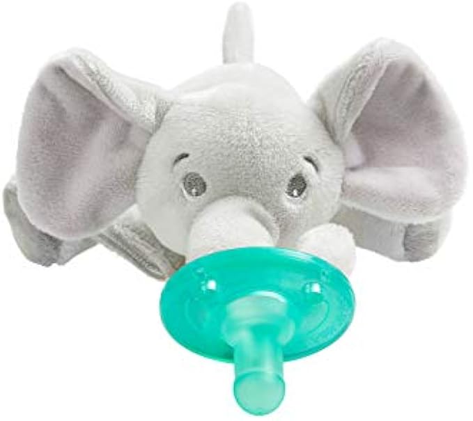 Philips AVENT Soothie Snuggle Pacifier Holder with Detachable Pacifier, 0m+, Elephant, SCF347/03- 1 Count (Pack of 1)