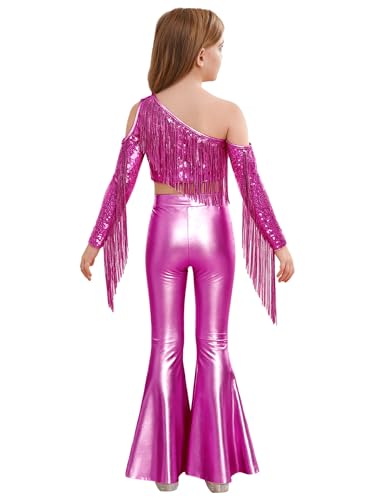 Traje de fiesta disco infantil rosa oscuro que soluciona el vestuario de baile 2