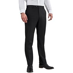 Ropa De Trabajo Oficina Hombre MAGIC SELECT Pantalón Negro de Traje para Hombre Elegante de Vestir de Corte Recto con Pliegues y Bolsillos para Usar en Oficina, Trabajo, Camarero, Dependiente de Tienda.