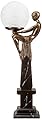 Design Toscano PD72501 Art Deco Patroness of the Stars Woman Glass Orb Lamp Figurine Statue, 5 inches wide, 21 inches tall, Handcast Polyresin, Faux Bronze & Black Marble Finish