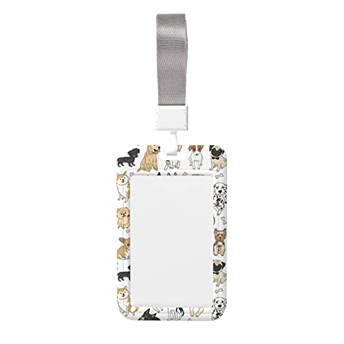 Id Badge Holder With Detachable Lanyard For Women Men,Office Name Credit Card Badgetag,Badge Holder For School,Nurse,Doctor,Teacher - Cute Doodle Dog Print Animal #TOP1