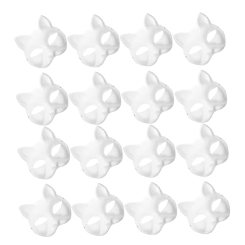 VOSAREA 24Pcs DIY Blank Cat Masks for Painting Masquerade Half Face Masks for Cosplay Parties and Special Events for and Creative Fun