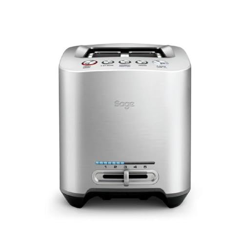 Sage - The Smart Toast 2-Slice Toaster - 2 Extra-Wide Slots - A Bit More, Lift & Look, Defrost & Bagel Settings - Brushed Aluminium