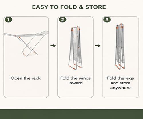 Image of BENAVJI Mild Steel Cloth Drying Stand - 3 Way Folding, 42 Feet Drying Length, 20 Drying Rails, Lightweight