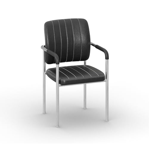 Image of Royaloak Storm Visitor Chair | Modern Black Leatherette Office Chair with Chrome Legs | Comfortable & Stylish for Home or Office Use