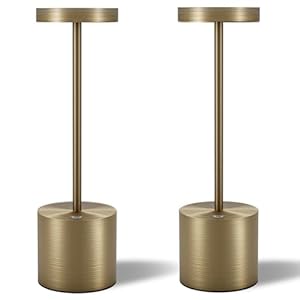 LED Cordless Table Lamps Set of 2, 5000mAh Portable Rechargeable Battery Powered Lamp, 3 Color Stepless Dimming Table Lamps,Table Light for Restaurant/Cafe/Bedroom. (Brushed Bronze)