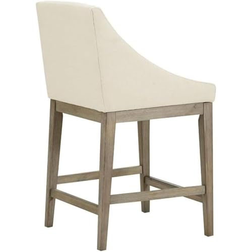 Image of Simon Modern Bar Stool Kitchen Island Chair Sleek Counter Height Sturdy Wood Frame Upholstered Seat Contemporary Design for Home Dining Breakfast Cream Finish
