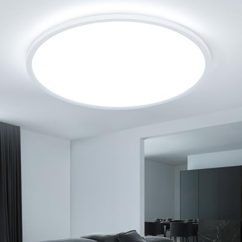 Senza sfarfallio e protezione degli occhi: questa plafoniera soffitto è priva di sfarfallio e presenta un alto indice di resa cromatica (CRI ≥80Ra), garantendo una rappresentazione accurata dei colori e riducendo l'affaticamento degli occhi. Questo lo rende ideale per ambienti in cui la chiarezza visiva è importante, come soggiorni, camere da letto e uffici