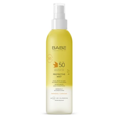 Laboratorios Babé - PROTECTIVE MIST SPF 50 - Bruma Solar Invisible | Alta Protección SPF 50 | Protección para Rostro, Cuerpo y Cabello | Acción Antioxidante e Hidratante | Rápida Absorción