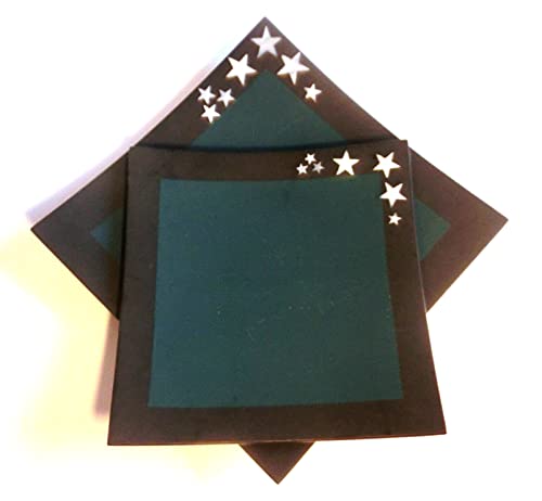Set 2 Dekoteller mit Sternen aus echtem Perlmutt, grün/schwarz, matt, eckig. Lackkunst aus Asien. Lackware (laquerware). Adventsdeko Weihnachtsdeko Weihnachtsteller Gabenteller Cover