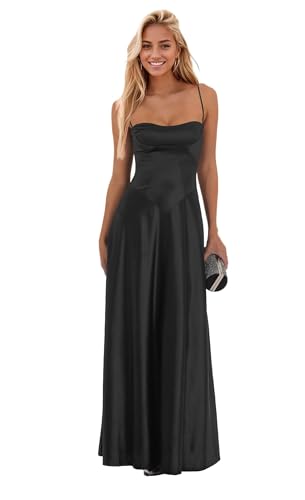 Satin Bridesmaid Dress Long for Women 2025 Bodycon Spaghetti Straps Formal Party Dresses IK0633