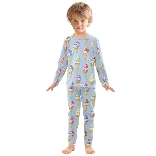 ALAZA Multicolor Cherry Ice Cream Pajamas Long Sleeve Sleepwear 2-Piece Pajama Set3