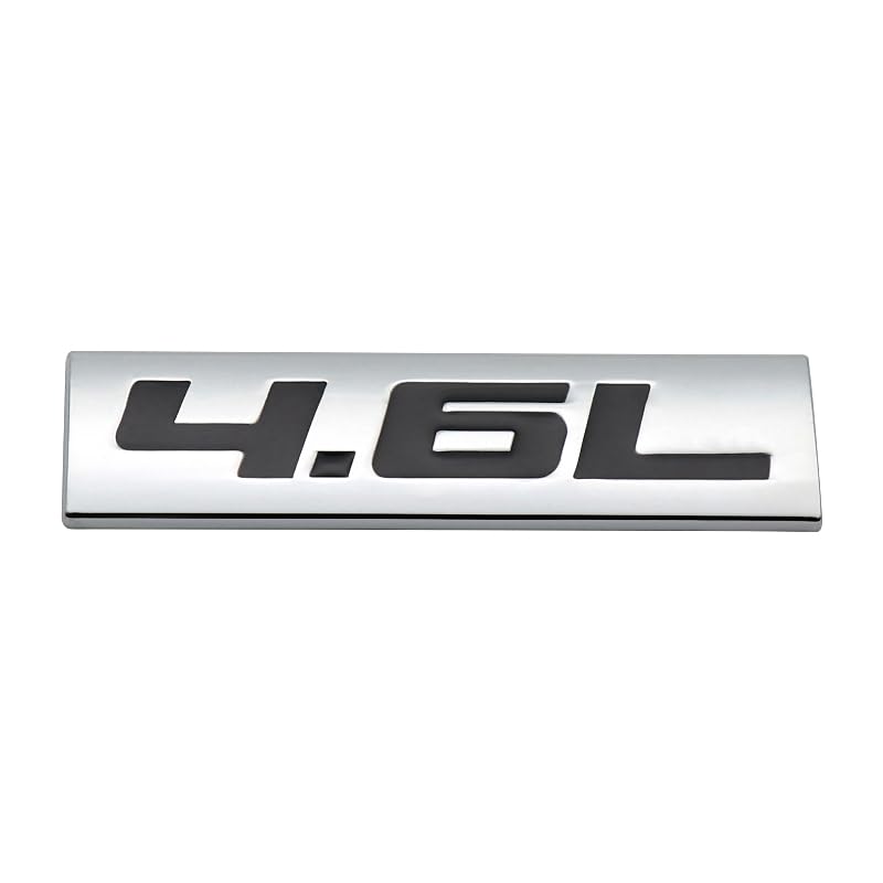 Image of 2Pc 4.6L 4.6 L Emblem 3D Badge Decal Plate Sticker Nameplate for Hood Door Trunk (Silver Black)