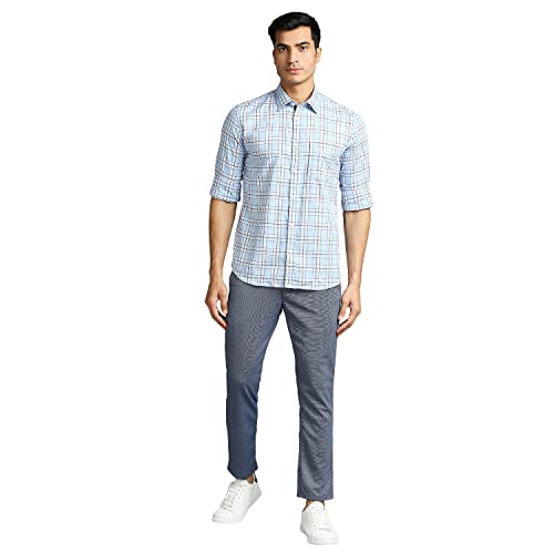 Image of Parx Men's Pure Cotton Checks Pattern Slim Fit Semi Cutaway Collar Full Sleeve Casual Shirt
