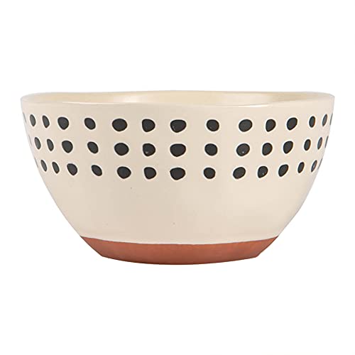 Nicola Spring Stoneware Cereal Bowl - Spotted Rim - Pack of 1 - Ceramic Tableware Large Patterned Bowls Dishwasher & Microwave Safe for Pasta, Salad, Noodles, Rice, Soup