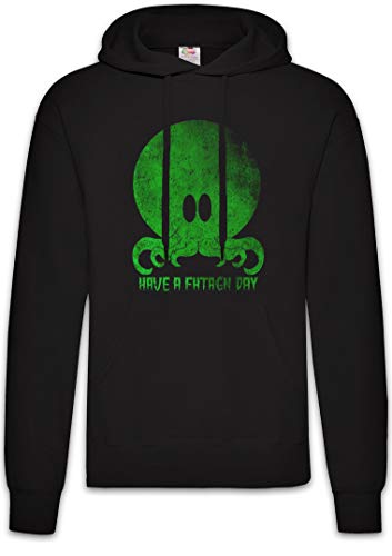 Sweat à capuche Cthulhu Have A Fhtagn Day noir en coton pour fan de Lovecraft