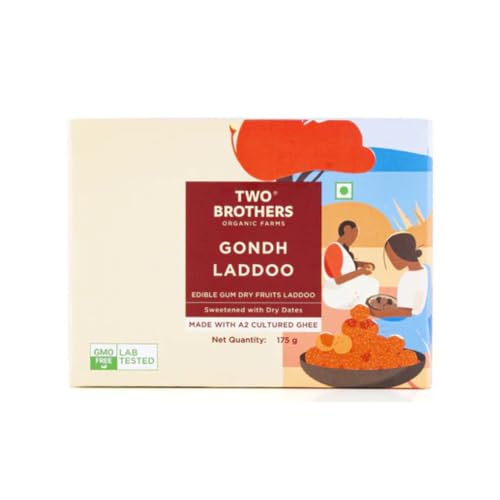Image of Two Brothers Organic Farms Natural Gondh Laddoo (175 G)| No Sugar | Sweetened with Dates | Protein-Rich | Made with Desi Ghee | Immunity Booster | 100% Natural Snack