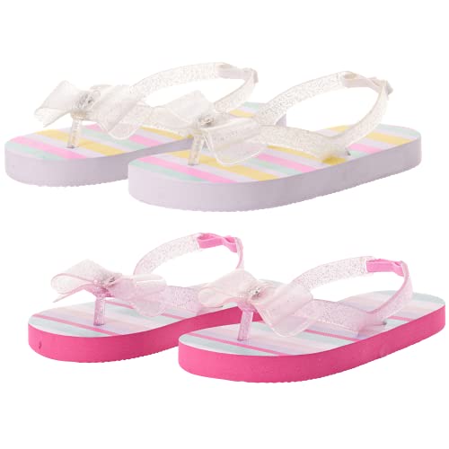 Limited Too Baby Girls' Sandals - 2 Pack Beach/Pool Thong Flip Flops Bundle (Toddler/Girl), Size 9/10 Toddler, Stripes