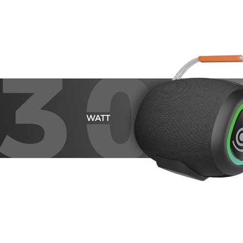 Image of JUST CORSECA Sushi Bliss 30W Bluetooth Speaker with Mic & Karaoke | Portable Wireless Speaker with Powerful Bass | BT 5.4, 12H Playtime, FM, TF Card | 3600mAh Battery (Black)