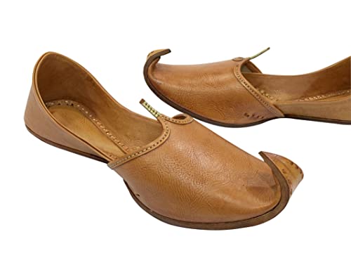 Tan Mens Khussa Shoes Mojari Ethnic Boho Rajasthani Jaipuri Punjabi Jutti3