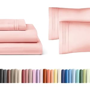 Baby Pink 3-Piece Sheet Set & Pillowcase Bedding Bundle (Twin XL Size) - Complete Twin XL Sheet Set & 2 Pillowcases w/ Deep Pockets up to 16 inches - Hotel Luxury Quality - Soft, Breathable