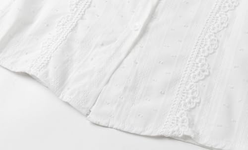 Image of LittleSpring Girls Button Down Shirt for Kids Peter Pan Collar Ruffle Blouse