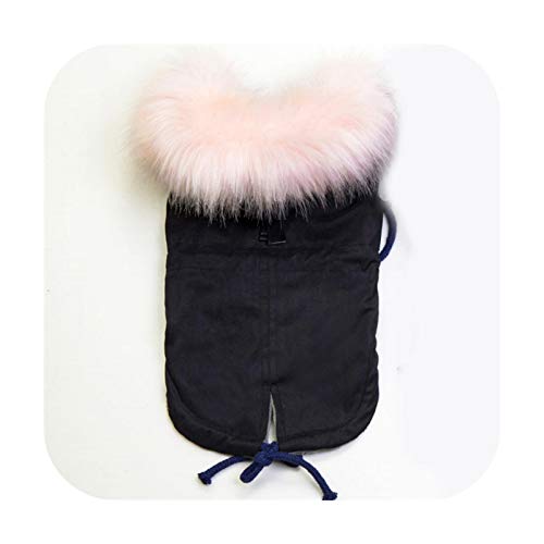 Winter Dog Clothes Luxury Faux Fur Collar Dog Coat for Small Dog Warm Windproof Pet Parka Fleece Lined Puppy Jacket Dog Clothing-Black-M