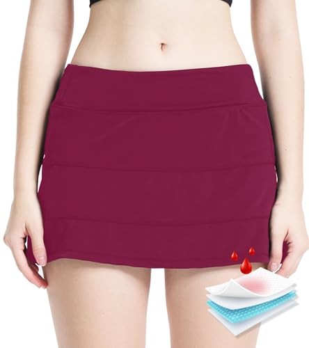 Jayloa Traje de baño menstrual a prueba de fugas, impermeable, con bolsillo, para mujeres, adolescentes y niñas, Magenta, XXL