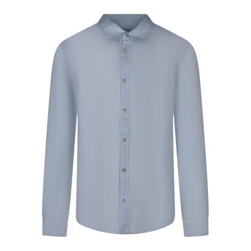 Chemise lin Teddy Smith bleu fini la chaleur avec le col revers