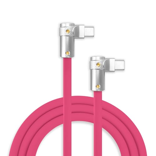 chubbycable 240W Charging Cable 2x90° USB C to C Cable, Rose Red, 16.4FT