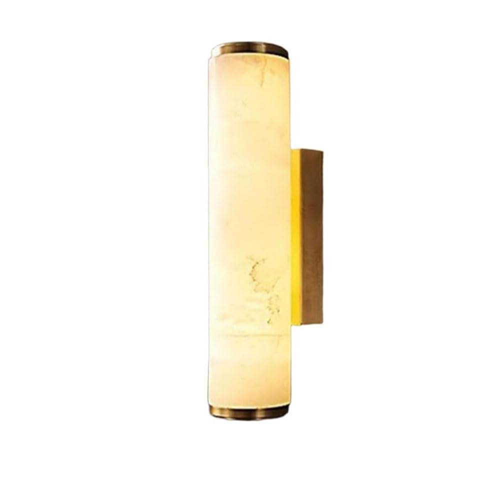HXYSXHJUO LED Warm Light Alabaster Wall Lamp, Nordic Minimalist Style Natural Marble Sconce, 9.8in Cylindrical Indoor Light, Bedroom Staircases Living Room Decorative Fixtures