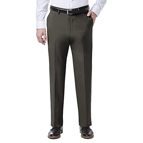 Haggar J.M Men's Solid Stretch Classic Fit Flat Front Dress Pant, Charcoal 38Wx34L