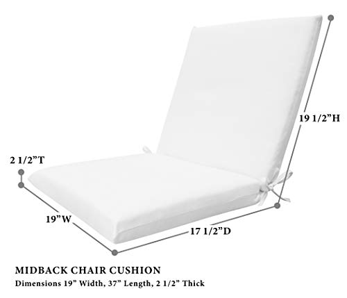 Honeycomb Indoor/Outdoor Textured Solid Indigo Blue Midback Dining Chair Cushion: Recycled Fiberfill, Weather Resistant, Reversible, Comfortable And Stylish Patio Cushion: 19" W X 37" L X 2.5” T #TOP1