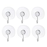 Lot de 6 crochets à ventouse - Sans perçage - Crochets d'aspiration pour fenêtre, verre, cuisine, salle de bain, transparent, Ø 4 cm
