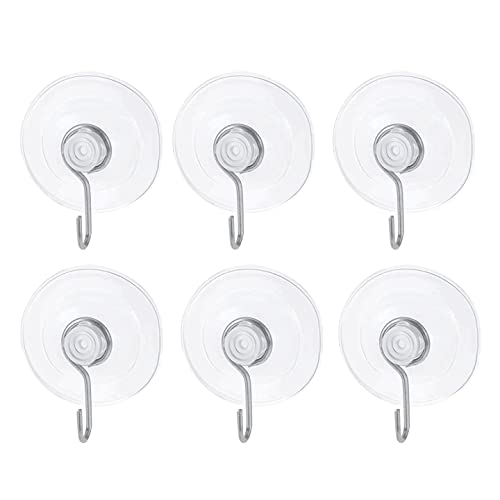 Lot de 6 crochets à ventouse - Sans perçage - Crochets d'aspiration pour fenêtre, verre, cuisine, salle de bain, transparent, Ø 4 cm Cover
