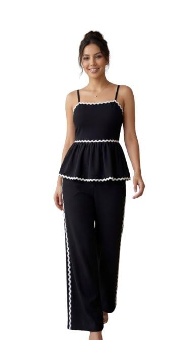 Women’s Sleeveless Co-Ord Set | Stylish Peplum Top & Straight Pants Set | Summer Casual Matching Outfit for Women | Women’s Sleeveless Co-Ord Set-picture-35