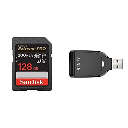 Image of SanDisk Extreme PRO 128GB UHS-I SDXC card + RescuePRO Deluxe with the SanDisk SD UHS-I Card Reader