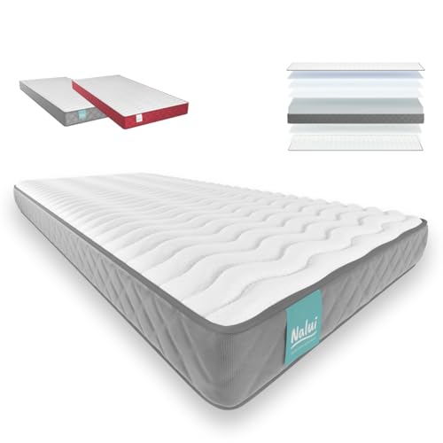 NALUI - Colchón Viscoelástico 90x190cm Gredos con Altura ±15cm. Tejido Strech y Tejido 3D Transpirable | Especial para Cama Nido | Firmeza Medio-Alta | Adaptable | Hecho en España,Gris